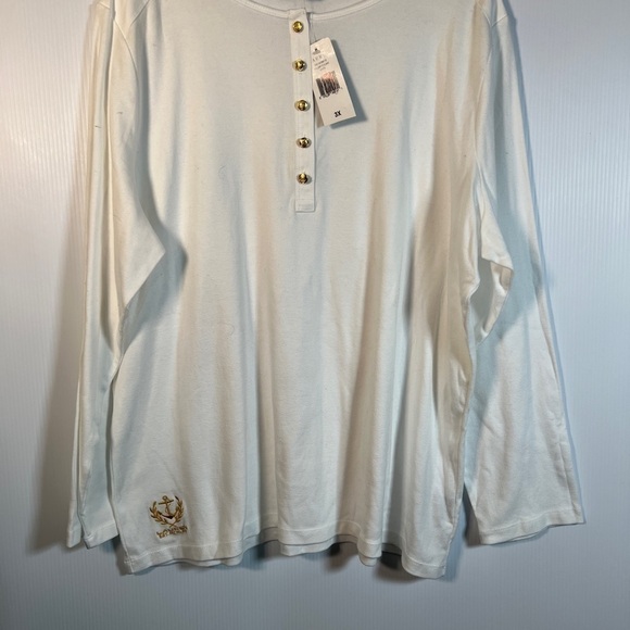 LRL (LAUREN RALPH LAUREN) Black Label White logo button Henley Tee. NWT. Size 3X - Picture 1 of 6